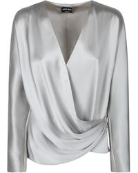 Giorgio Armani - Wrap Design Draped Blouse - Lyst