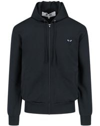 COMME DES GARÇONS PLAY - Comme Des Garçons Play Logo Embroidered Zipped Hoodie - Lyst