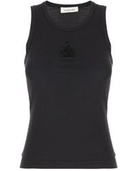 Lanvin - Bead-Embellished Cotton Top - Lyst