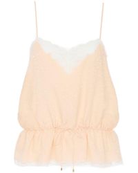 Chloé - Chloé Lace-Trim Peplum Camisole Top - Lyst