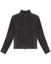 AllSaints - Collared Long-Sleeved Leather Jacket - Lyst