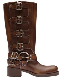 Miu Miu - Buckle-Detailed Round Toe Boots - Lyst