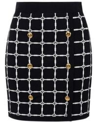 Elisabetta Franchi - Jacquard Logo Miniskirt With Buttons - Lyst