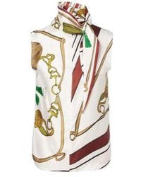 Dorothee Schumacher - Cosmic Funghi Printed Tie-Neck Silk Twill Top - Lyst