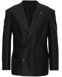 Versace - Double-Breasted Striped Blazer - Lyst