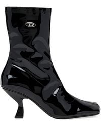 DIESEL - 75Mm Amber Logo-Plaque Ankle Boots - Lyst