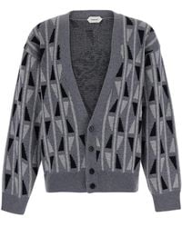 Versace - Geometric-Pattern Button-Up Cardigan - Lyst