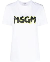 MSGM - Logo Printed T-Shirt - Lyst