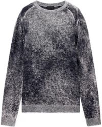 Emporio Armani - Ribbed Virgin Wool Sweater With Melange Print - Lyst