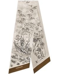 Ferragamo - Ferragamo Voyage Print Silk Bandeau Scarf - Lyst
