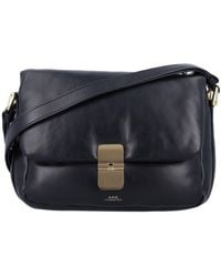A.P.C. - Logo-Printed Foldover Top Shoulder Bag - Lyst