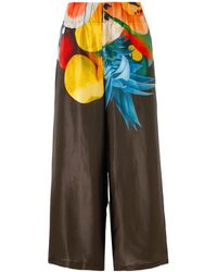 Donde Esteban - Printed Silk Wide-Leg Pants - Lyst