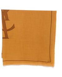 Saint Laurent - Logo-Print Frayed Scarf - Lyst
