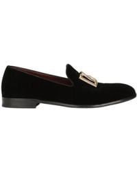 Dolce & Gabbana - Dg Logo Plaque Slip-On Loafers - Lyst