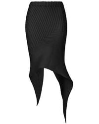Issey Miyake - Asymmetric Pleated Midi Skirt - Lyst