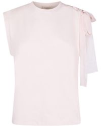 Twinset - Sleeveless Bow Detail T-Shirt - Lyst