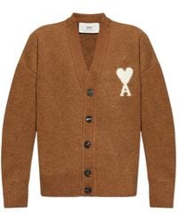 Ami Paris - Ami De Coeur Knitted Cardigan - Lyst