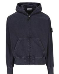 Stone Island - Oversized Fit Hooded Zip-Up Sweatshirt - Lyst