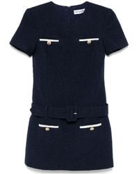 Self-Portrait - Belted Waist Boucle Mini Dress - Lyst