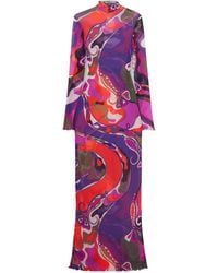 PUCCI - Printed Tulle Maxi Dress - Lyst