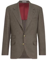 Brunello Cucinelli - Mouliné Virgin Wool Twill Deconstructed Cavallo Blazer - Lyst
