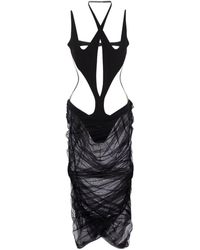 Mugler - Sheer Stretch Knit Dress - Lyst