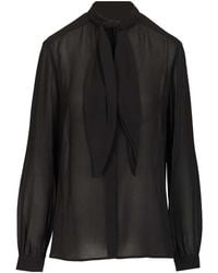 Tory Burch - Georgette Bow Blouse - Lyst