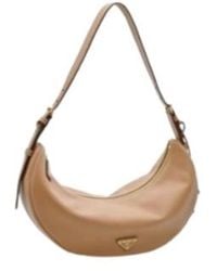 Prada - Demi-Lune Large Leather Shoulder Bag - Lyst