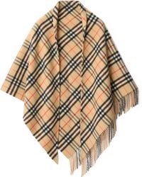 Burberry - Checked Fringed-Edge Cape - Lyst