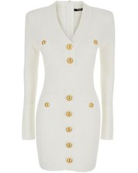 Balmain - Short Knitted Dress With Buttons - Lyst