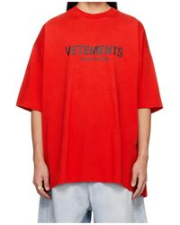 Vetements - T-Shirt With Round Neck And Short Sleeves - Lyst