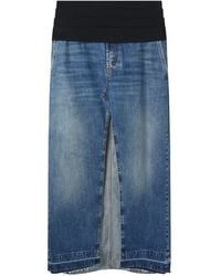 Stella McCartney - Front-Slit Frayed-Edge Denim Maxi Skirt - Lyst