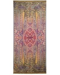 Etro - Wool-Blend Scarf With Degradé Animal Motif - Lyst
