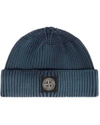 Stone Island - Beanie With Compass Logo Patch - Lyst