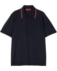 Gucci - Wool Knit Polo Shirt With Web Detail - Lyst