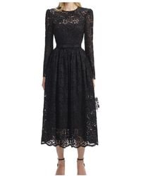 sachin and babi light blue dress SELF-PORTRAIT Lace-trimmed pleated chiffon midi dress