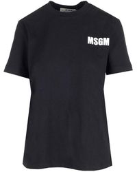 MSGM - Logo Printed Crewneck T-Shirt - Lyst