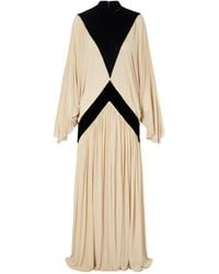 Zimmermann - Pleated Paneled Velvet-Trimmed Jersey Maxi Dress - Lyst