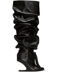 Balmain - No Wedge Textured Leather Thigh-High Boots With Tassel - Lyst