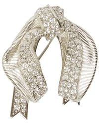 Max Mara - Bow Brooch With Rhinestones - Lyst