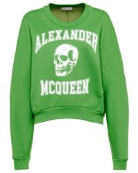 McQueen - Varsiity Skull Printed Crewneck Sweatshirt - Lyst