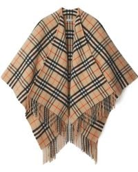 Burberry - Check Cape - Lyst