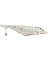 Jimmy Choo - Ivory Satin And Princess Crystal Hotfix Mules With Bow Embellishment - Lyst