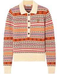 Bally - Jacquard Knit Wool Polo Shirt - Lyst