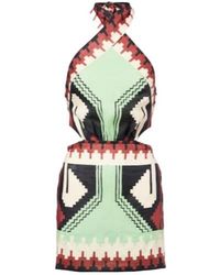Johanna Ortiz - Printed Halterneck Linen Minidress - Lyst