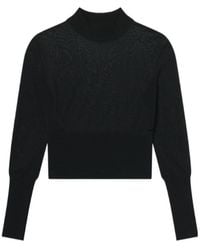 FRAME - Sheer Panel Knitted Sweater - Lyst