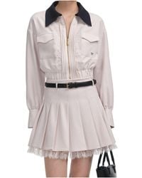 Self-Portrait - Self Portrait Lace-Trim Zipped Jacket - Lyst