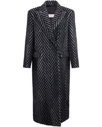Peserico - Chevron-Knitted Double-Breasted Long Coat - Lyst