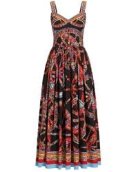 Dolce & Gabbana - All Over Majolica Printed Midi Dress - Lyst