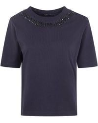 Seventy - Embellished Neck T-Shirt - Lyst